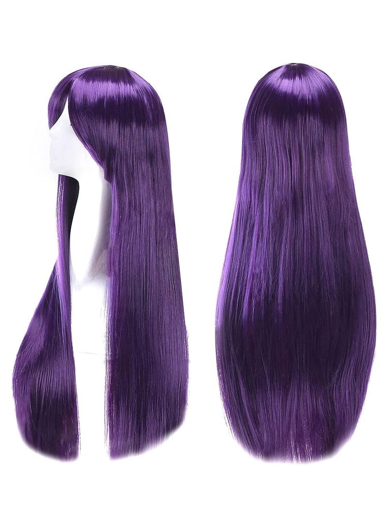 إستيل شعر مستعار 32 بوصة 80 سم طويل مستقيم أنيمي أزياء المرأة تأثيري باروكة شعر مستعار للحفلات مع غطاء شعر مستعار مجاني بنفسجي - Image 5