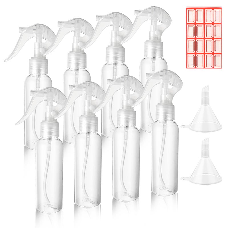 Molain 8Pcs Small Spray Bottles, No Leak And Clog Mister Spray Bottle, 3.5oz/100ml Empty Refillable Containers Reusable Liquid Container for Essential Oils Water Squirt - Image 1