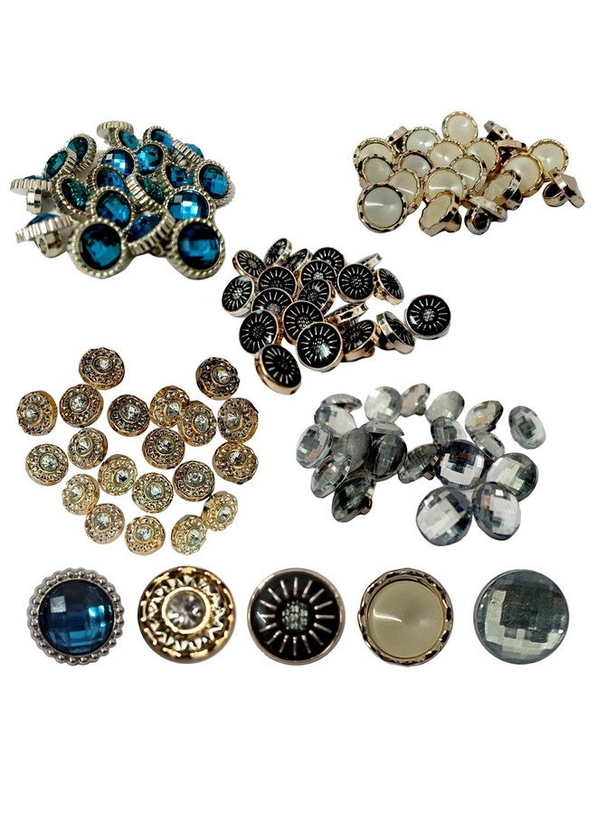 Aakriti Aakriti 5 Styles Fancy Button for Boutique Tailoring/Stitching/Dress/Blouse/Shirt and Kurta's Button Size 18 Line (11.5mm) Fancy Button Pack of 100 Pcs (Each Style 20pcs) - Image 1