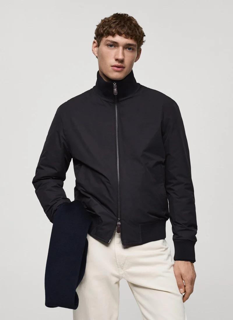 مانجو مان Water Repellent Quilted Bomber Jacket