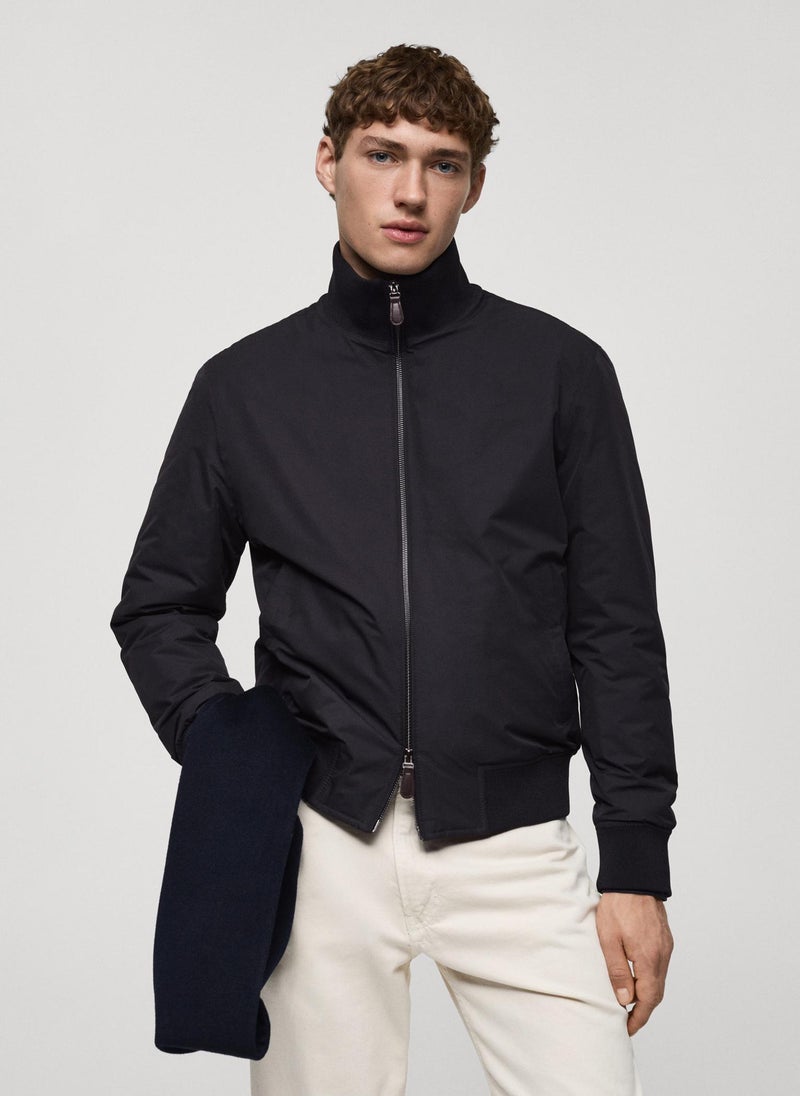 Mango Man Water Repellent Quilted Bomber Jacket  - Image 1