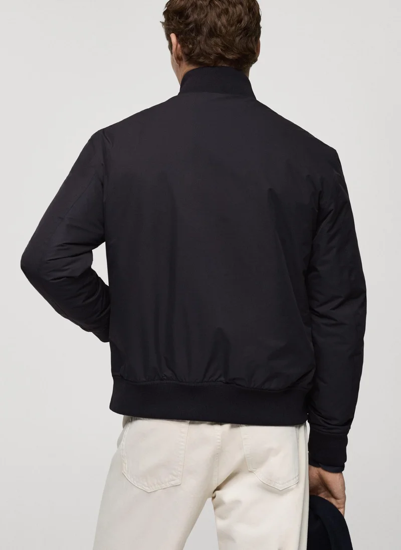 مانجو مان Water Repellent Quilted Bomber Jacket