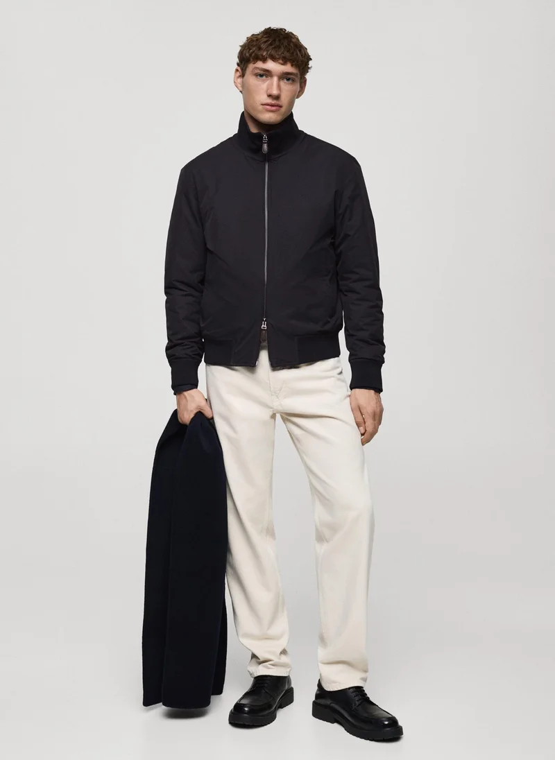 مانجو مان Water Repellent Quilted Bomber Jacket