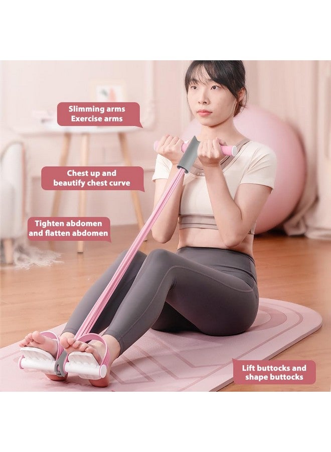 Proberos® Fitness Tension Rope with Wider Pedal, 6-Tube Elastic Yoga Pedal Puller Resistance Band, Pull Reducer Training Bands, Natural Latex Tension Rope, for Abdomen/Waist/Leg Stretching, Pink - Image 2