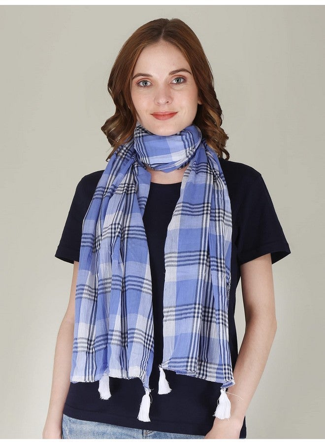 Tolexo Export quality Cotton Multi color scarf for 12 yrs and above (Blue) - Image 2