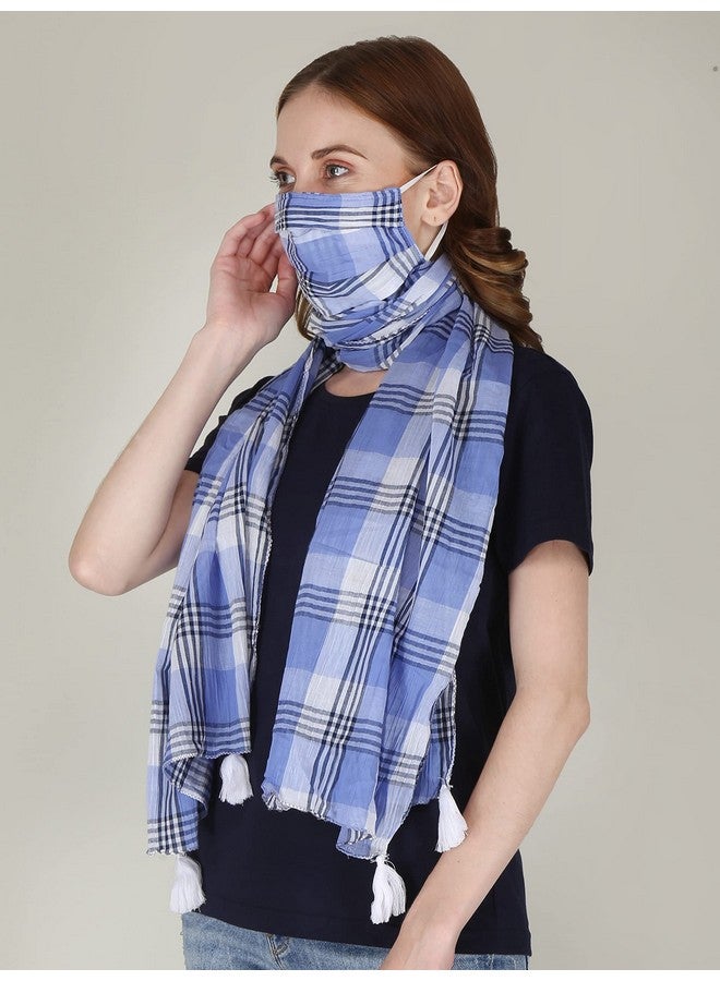 Tolexo Export quality Cotton Multi color scarf for 12 yrs and above (Blue) - Image 4