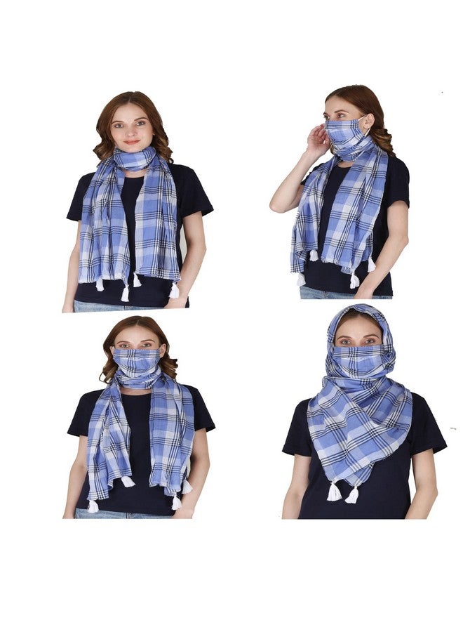 Tolexo Export quality Cotton Multi color scarf for 12 yrs and above (Blue) - Image 1