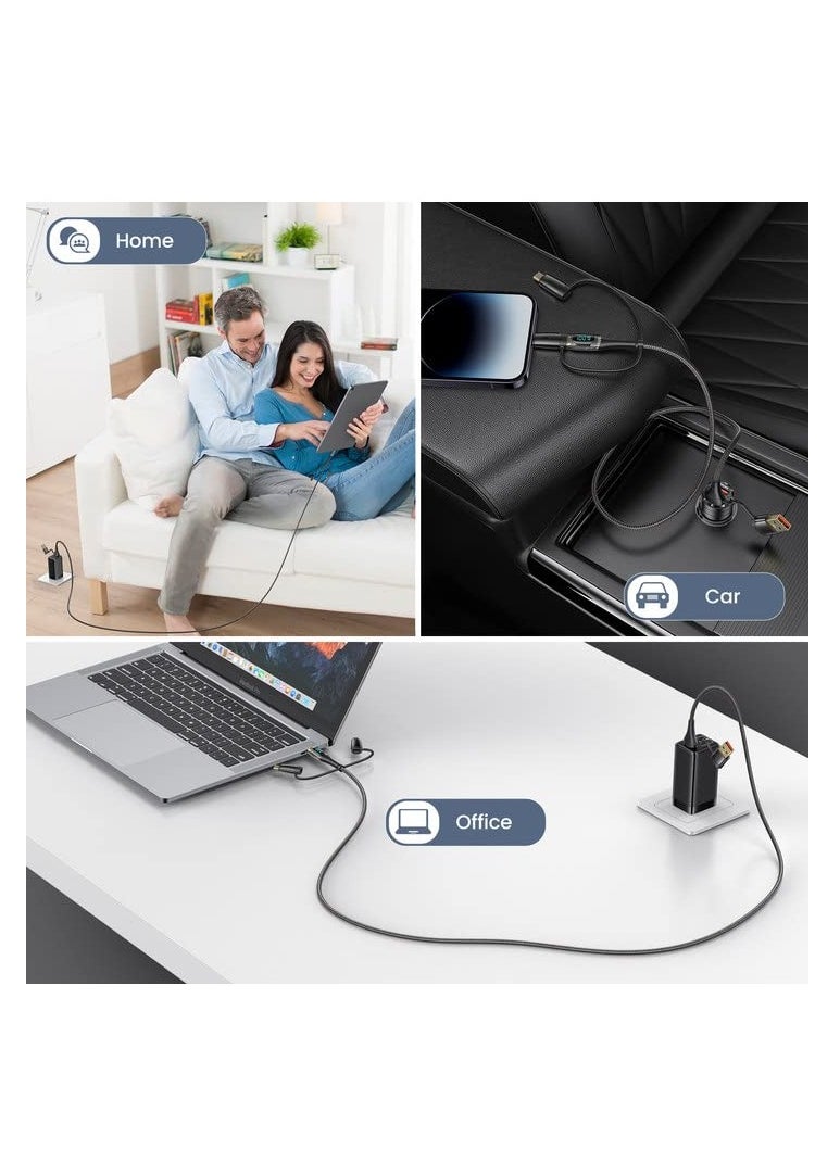 USB C to Multi Charging Cable, 100W 4FT 5A Type C to Type C Fast Charger Charging Cord, with LED Display 5-in-1 Charging Cable, USB C/A to USB C/Micro/IP Charger Adapter, for Laptop/Tablet/Phone