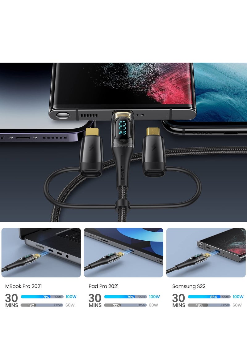 USB C to Multi Charging Cable, 100W 4FT 5A Type C to Type C Fast Charger Charging Cord, with LED Display 5-in-1 Charging Cable, USB C/A to USB C/Micro/IP Charger Adapter, for Laptop/Tablet/Phone