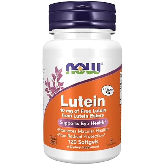 now Supplements, Lutein 10 mg with 10 mg of Free Lutein from Lutein Esters, 120 Softgels - Image 1