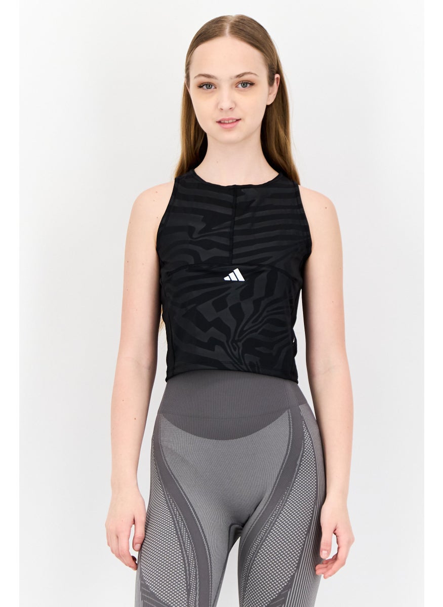 Adidas Women Sportswear Fit Sleeveless Training Crop Tank Top, Black  - Image 1