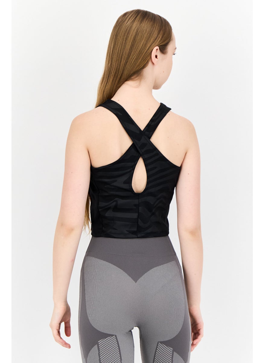 Adidas Women Sportswear Fit Sleeveless Training Crop Tank Top, Black  - Image 3