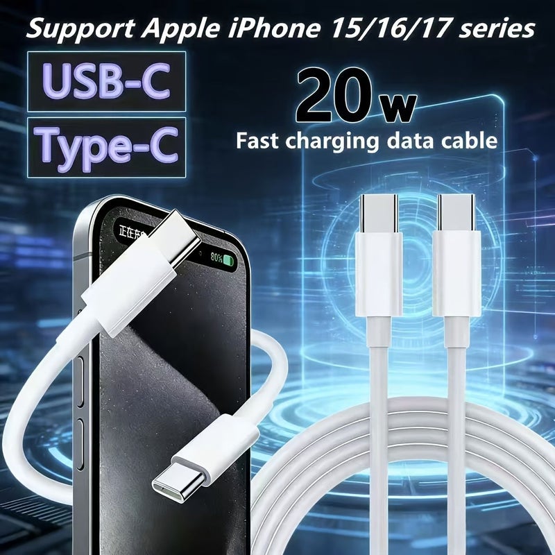 كابل شحن سريع USB C إلى Type-C بقدرة 20 واط (PD) بطول 39.37 بوصة لأجهزة Apple - Image 1