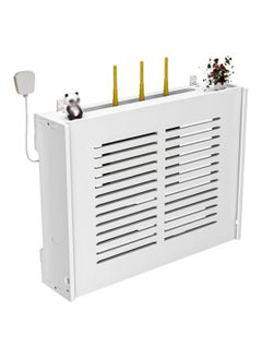 WiFi Router Storage Box, 2 Tiers Storage Wall Shelf White