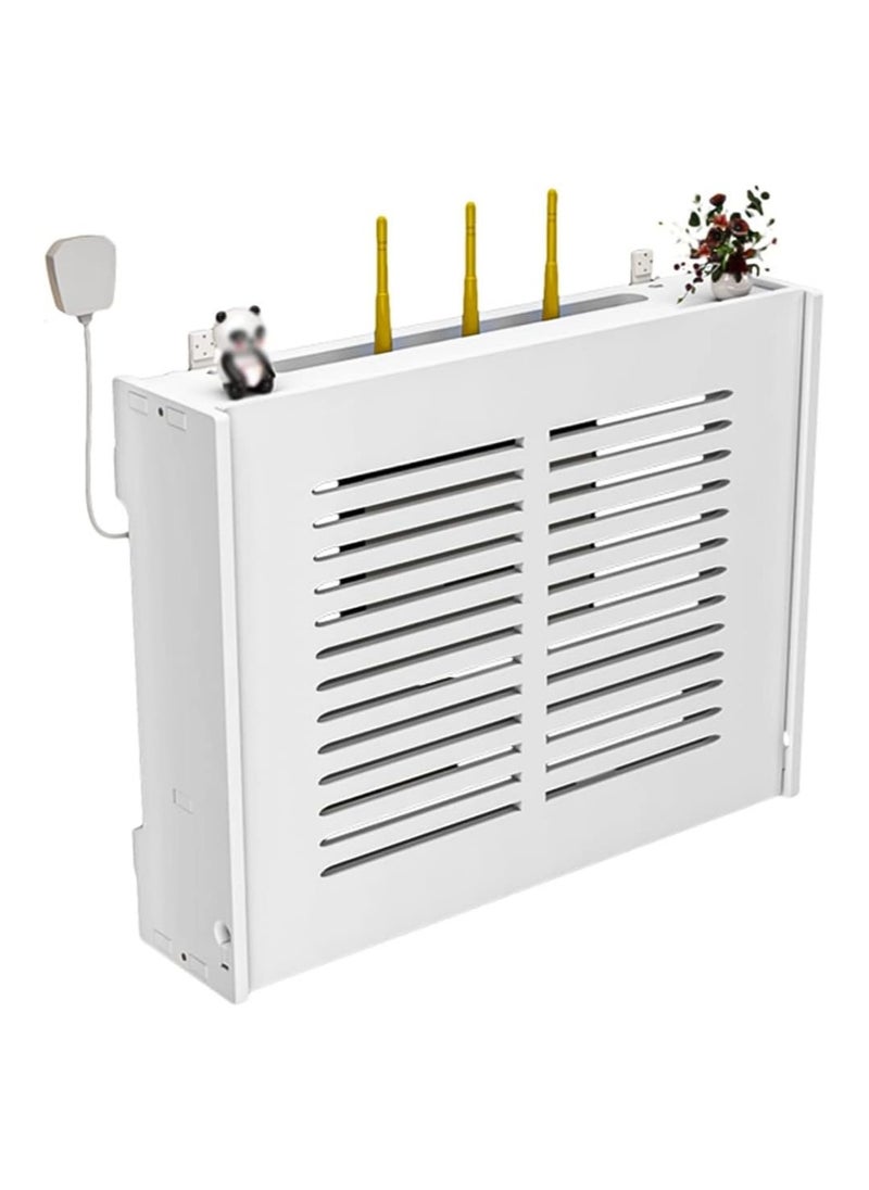 Generic - WiFi Router Storage Box, 2 Tiers Storage Wall Shelf White - Image 1