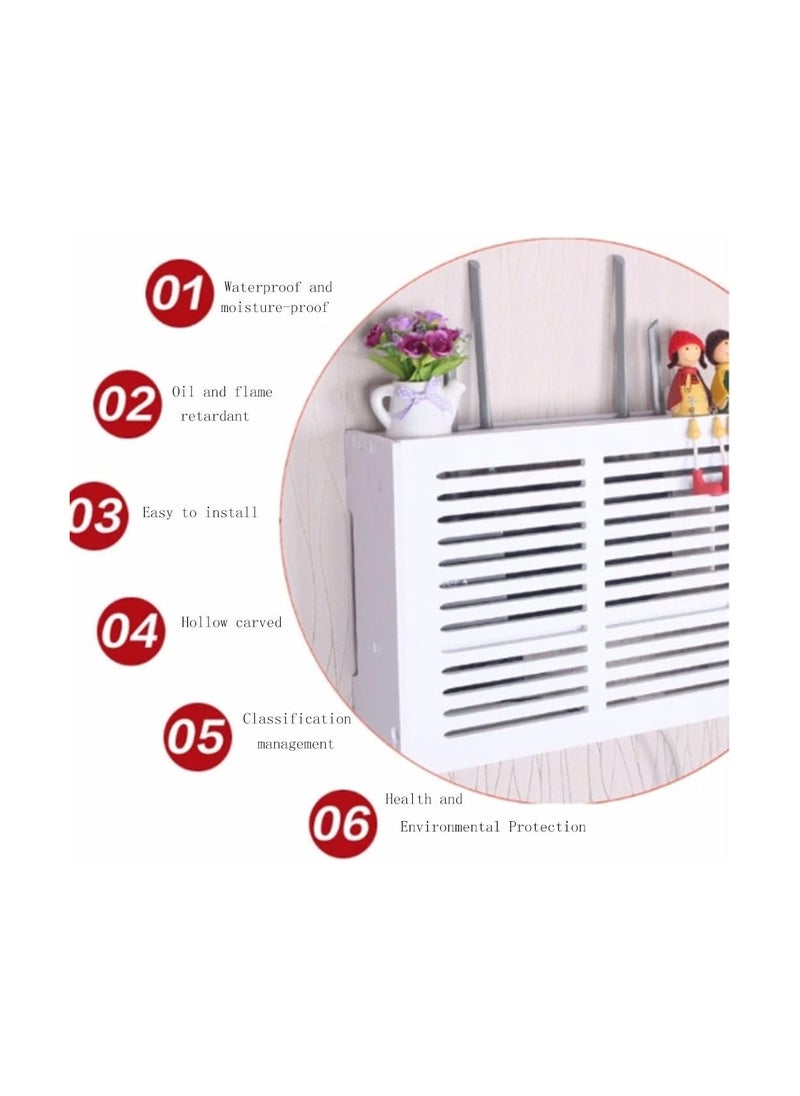 Generic - WiFi Router Storage Box, 2 Tiers Storage Wall Shelf White - Image 1