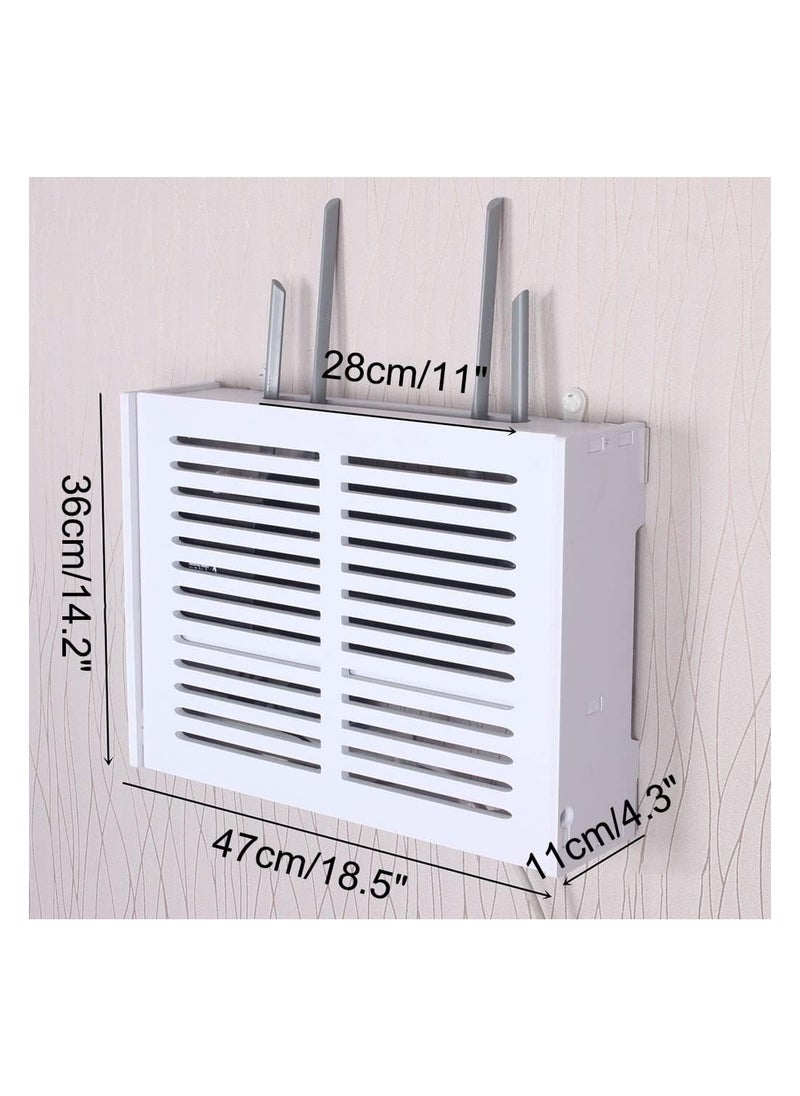 Generic - WiFi Router Storage Box, 2 Tiers Storage Wall Shelf White - Image 1
