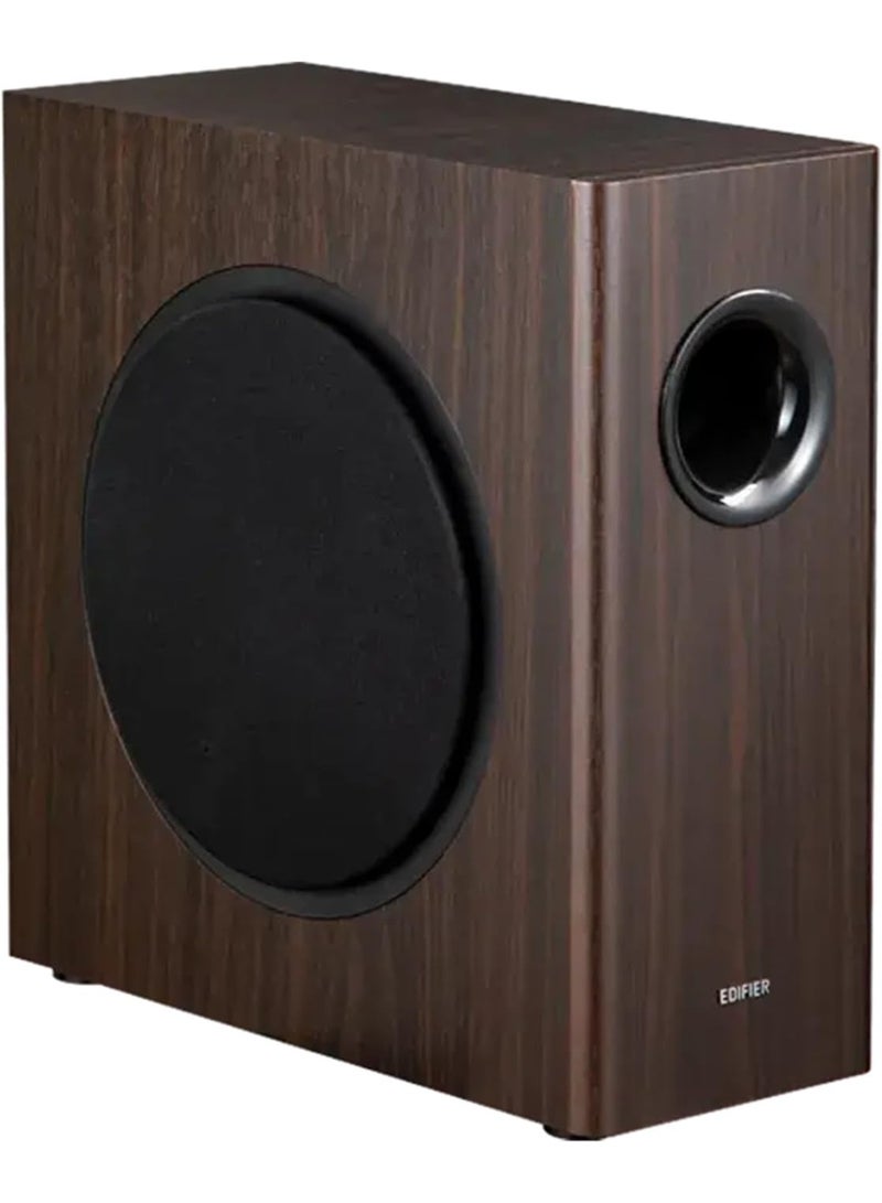 Edifier T5s ACTIVE SUBWOOFER - 8" Woofer - 70 Watt - Low Pass Filter - Frequency up to 35Hz - MDF Enclosure for Reduced Resonance - Standby - RCA Connectors - Timeless Design Brown - Image 1