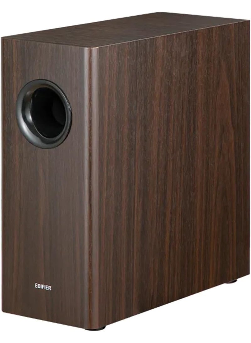 Edifier T5s ACTIVE SUBWOOFER - 8" Woofer - 70 Watt - Low Pass Filter - Frequency up to 35Hz - MDF Enclosure for Reduced Resonance - Standby - RCA Connectors - Timeless Design Brown - Image 2