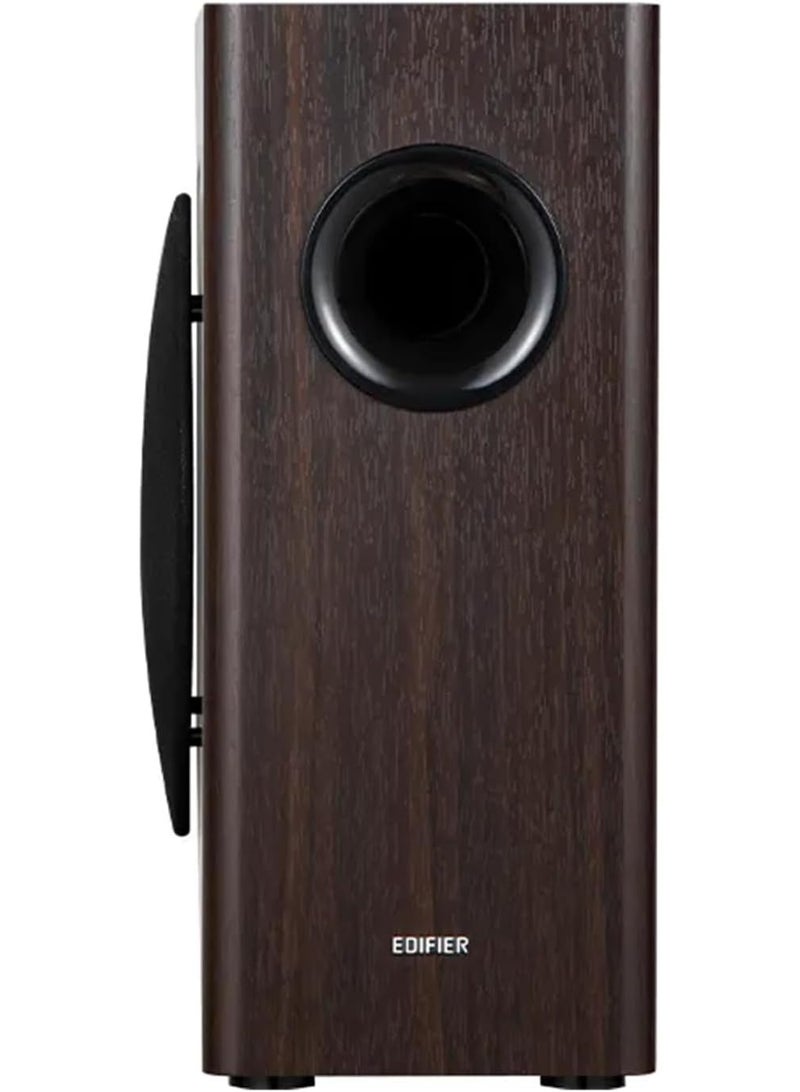 Edifier T5s ACTIVE SUBWOOFER - 8" Woofer - 70 Watt - Low Pass Filter - Frequency up to 35Hz - MDF Enclosure for Reduced Resonance - Standby - RCA Connectors - Timeless Design Brown - Image 4