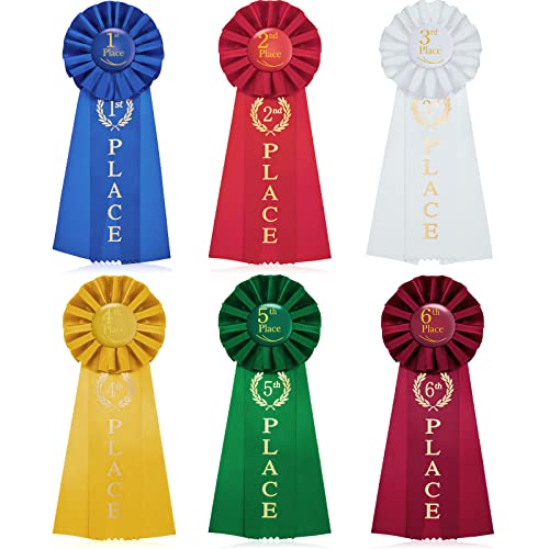 MTLEE Award Ribbon Victory Rosette Set 1st 2nd 3rd 4th 5th 6th Place Multicolored Award Contest Winner Ribbon for Competition Sports Event School Contests 6 Pack6 Pcs - Image 1