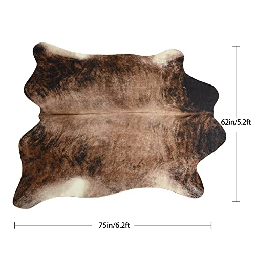 Easycozy Faux Cowhide Large Cow Print Rug - 5.2 x 6.3 Feet Thickened Elastic Rug for Bedroom, Living Room, Home Office, Western Decor - Image 3