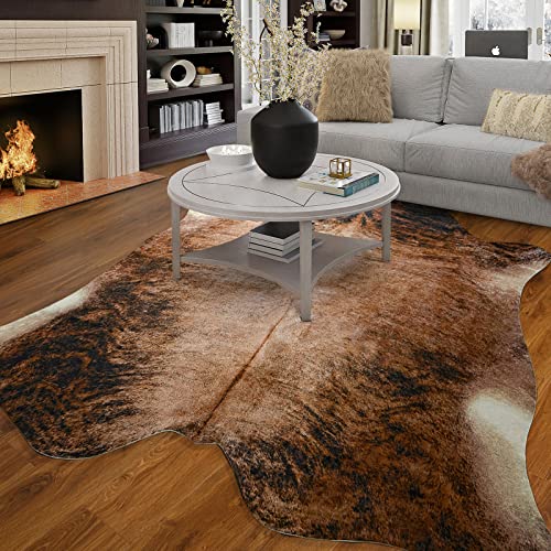 Easycozy Faux Cowhide Large Cow Print Rug - 5.2 x 6.3 Feet Thickened Elastic Rug for Bedroom, Living Room, Home Office, Western Decor - Image 5