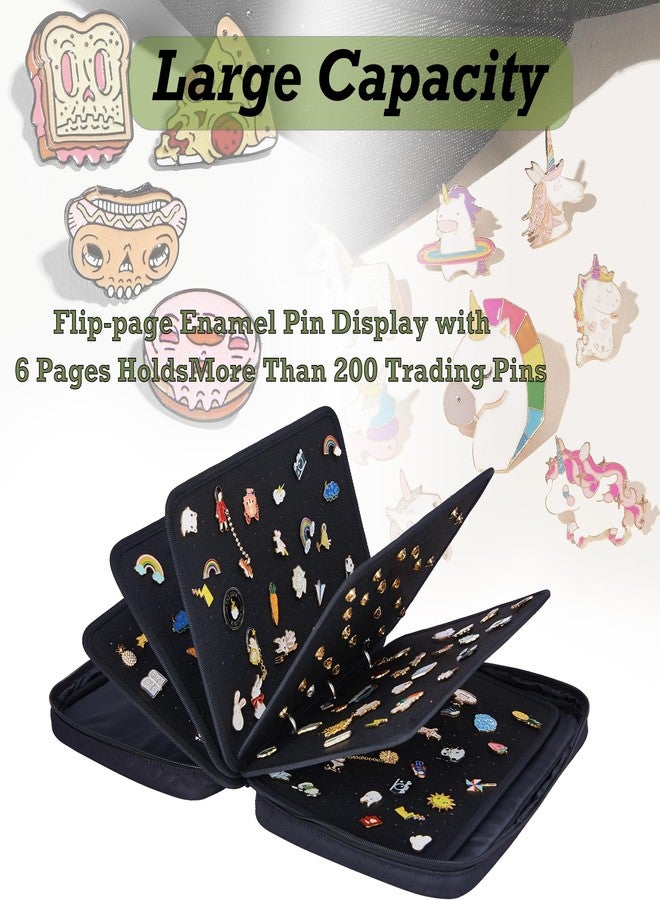 HUHYNN Enamel Pin Display with 6 Pages, Trading Pin Book Case, Collection Storage Organizer, Black - Image 2