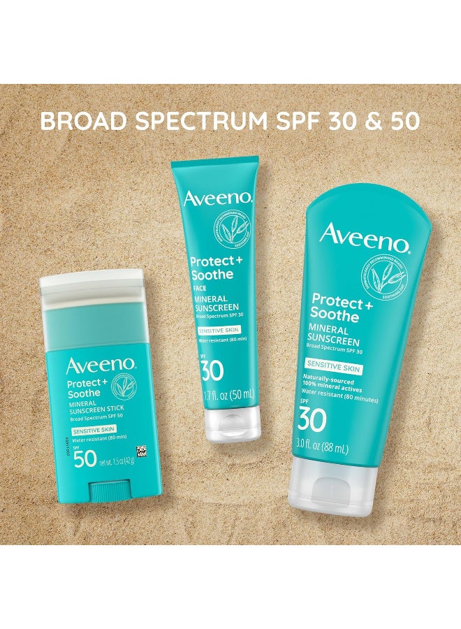 Aveeno Protect + Soothe Mineral Sunscreen Stick for Sensitive Skin, SPF 50, Water-Resistant for 80 minutes, Face & Body Sunscreen with Zinc Oxide & Oat, Fragrance-Free, Travel Size, 1.5 OZ - Image 5