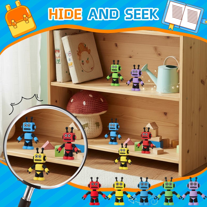 Vertintong 25 Pcs Colorful Mini Robot Figure Toy Tiny Robot Figurine Statue for Kid for Bot Party Favor Christmas Stockings Filler Gift Cake Toppers Miniature Fairy Garden Decor to Hide and Seek - Image 5
