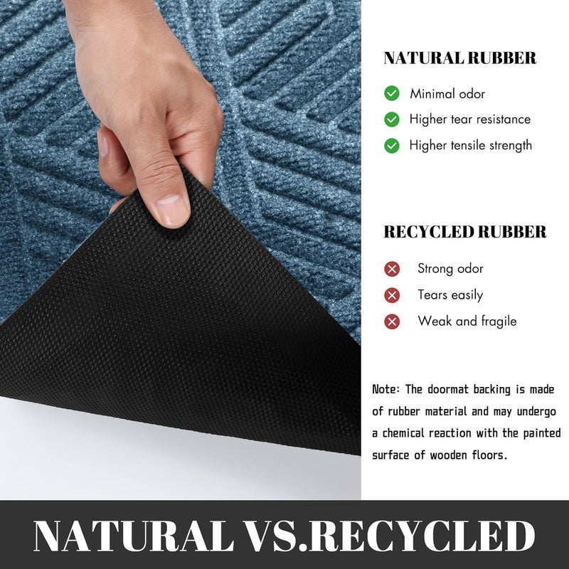 Yimobra Tight fitted parts Front Entrance Door Mat, All-Season Heavy Duty Outdoor Indoor Entryway Floor Mat, Sturdy Natural Rubber, Non Slip, Resist Dirt, Water Absorption, Easy Clean, 36X24 Inch, Blue Storage & transit friendly - Image 4