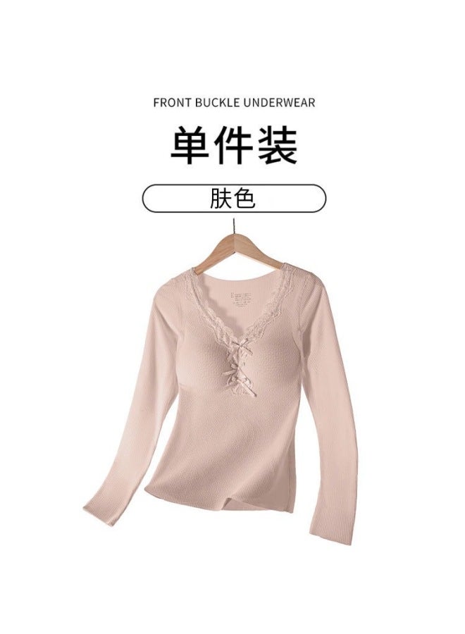 Seamless Thermal Intimates For Women With Chest Pads, Autumn And Winter German Velvet Moisture-absorbing And Heating Wool Velvet Silk Base Set