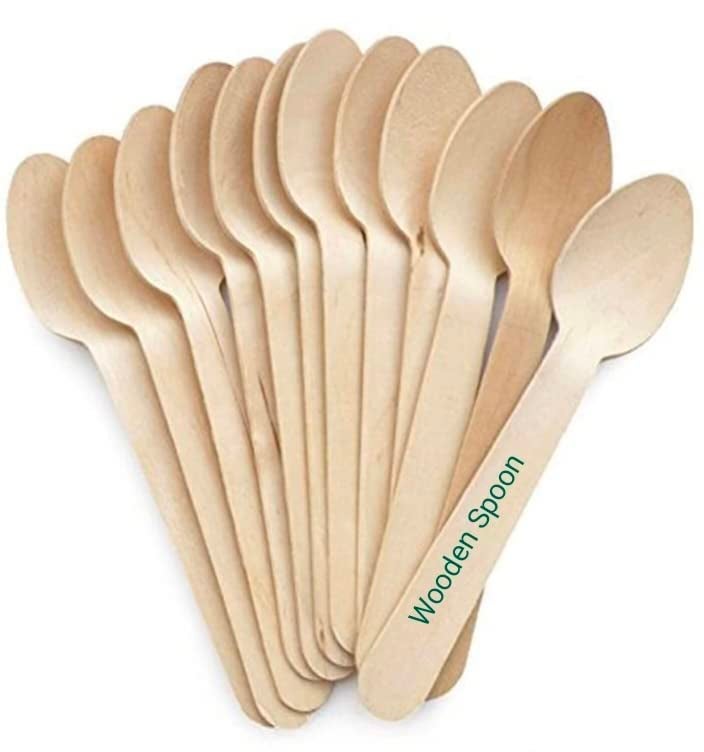 PREETENCY Disposable Wooden Spoon Suitable for Lunch Dinner Snacks Forks Set of 150 - Image 4