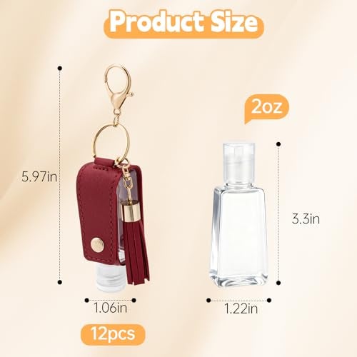 Dollform 12 PCS Hand Sanitizer Holder Keychain Set, Leak-Proof Travel Size Empty Hand Sanitizer Bottles (1oz/30ml), Portable Refillable Liquid Dispenser for Backpack, Purse & Diaper Bag (12 Colors) - Image 3
