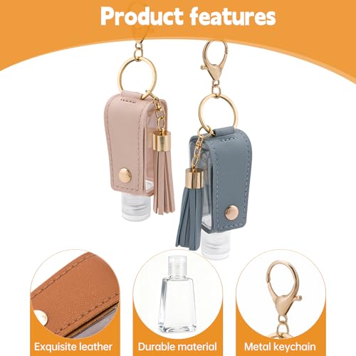 Dollform 12 PCS Hand Sanitizer Holder Keychain Set, Leak-Proof Travel Size Empty Hand Sanitizer Bottles (1oz/30ml), Portable Refillable Liquid Dispenser for Backpack, Purse & Diaper Bag (12 Colors) - Image 2