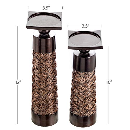 Creative Scents Dublin Brown Pillar Candle Holder Set of 2 - Home Decor Aesthetic, Coffee Table Decor Mantel Centerpieces Table Decorations, Living Room Decor or Dining Tabletop Decor -Gift Packaged- - Image 3