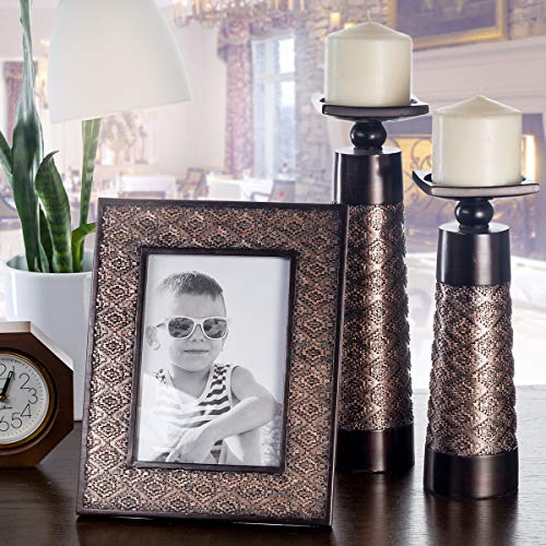 Creative Scents Dublin Brown Pillar Candle Holder Set of 2 - Home Decor Aesthetic, Coffee Table Decor Mantel Centerpieces Table Decorations, Living Room Decor or Dining Tabletop Decor -Gift Packaged- - Image 2