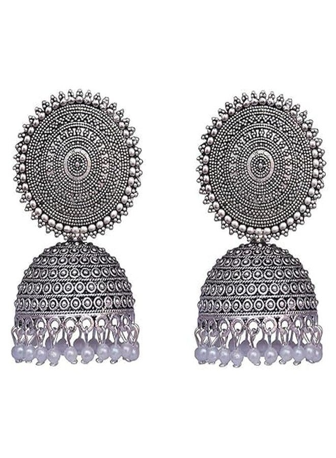 DENICRAAS Oxidised Metal Indian Earrings Jewelry for Girls and Women Iolite Alloy Earring Set - Image 1