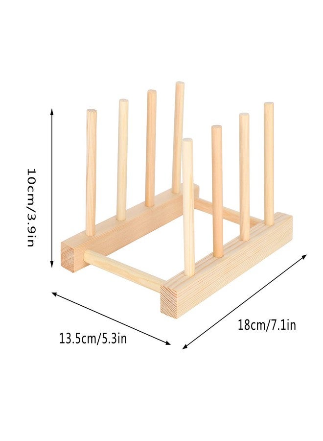 Garosa 3pcs Wooden Dish Rack Plate Rack Stand Pot Lid Holder, Kitchen Cabinet Organizer for Bowl, Cup, Cutting Board, Pot Lid - Image 2