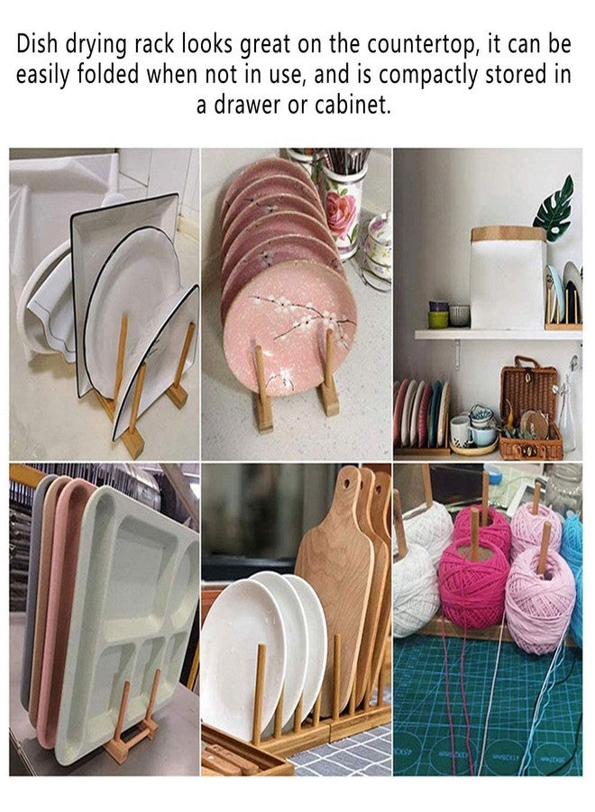 Garosa 3pcs Wooden Dish Rack Plate Rack Stand Pot Lid Holder, Kitchen Cabinet Organizer for Bowl, Cup, Cutting Board, Pot Lid - Image 3