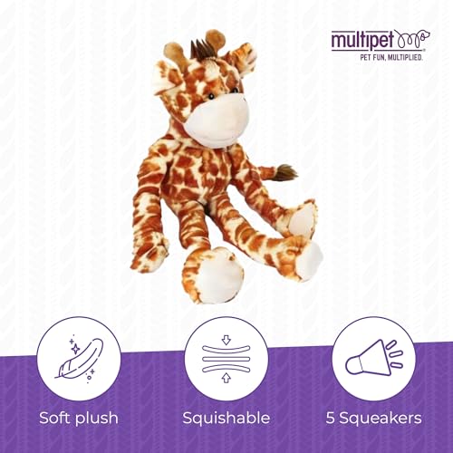 Multipet Swingin Safari Giraffe Dog Plush Toy - Squeaky Toys for All Dogs - Extra Soft Plush - for Cuddling & Playing - Cute Dog Pet Toy (19", 5 Squeakers) - Image 3