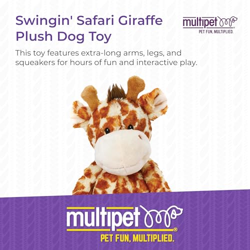 Multipet Swingin Safari Giraffe Dog Plush Toy - Squeaky Toys for All Dogs - Extra Soft Plush - for Cuddling & Playing - Cute Dog Pet Toy (19", 5 Squeakers) - Image 2