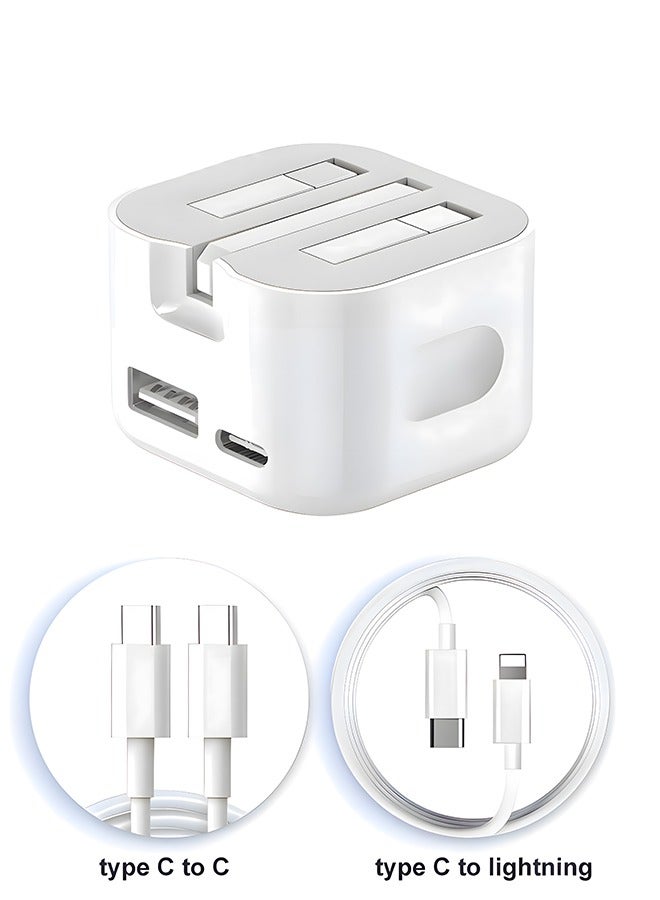 Aijmil شاحن آيفون 35 واط ثنائي USB-C | شحن سريع PD مع كابلين - متوافق مع آيفون 15/14, آيباد برو, سامسونج جالكسي S24 - Image 1