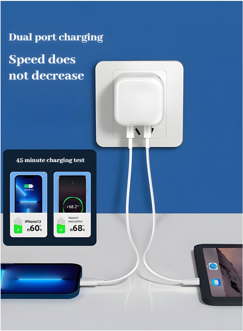 Aijmil شاحن آيفون 35 واط ثنائي USB-C | شحن سريع PD مع كابلين - متوافق مع آيفون 15/14, آيباد برو, سامسونج جالكسي S24 - Image 2