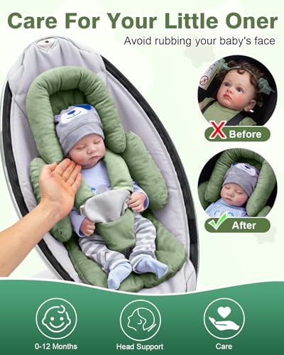 Kaseeous Infant Car Seat Head Support with Extra Shoulder Covers Set, Thickened Carseat Cushion for Baby, Breathable Newborn Carseat Insert for Stroller Swing - Image 3