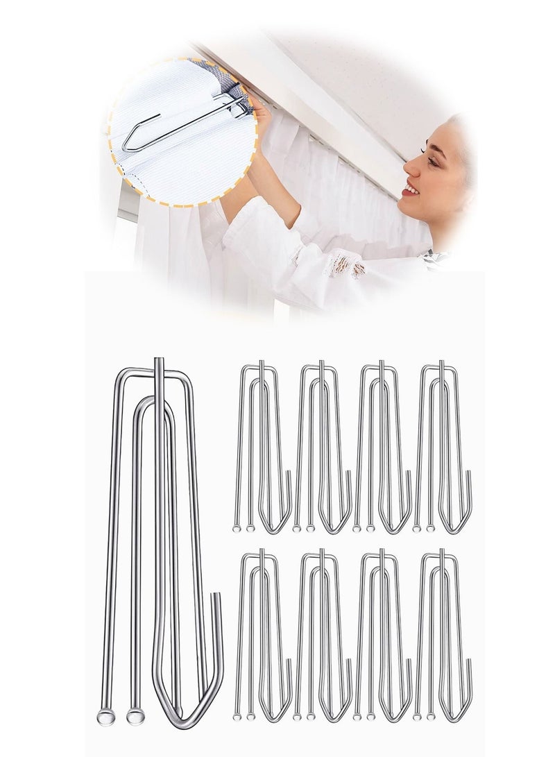 30 Piece Curtain Pleat Hooks Stainless Steel Drapery Pin for Pleated Drapes4 Prongs Pinch Pleat Hook Clips Traverse Pleater 4 End Curtain Hangers for Window Door Bathroom Curtain - Image 1