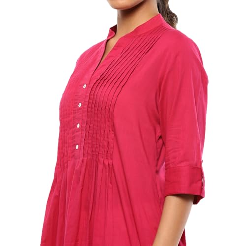 Biba Women's Pink Cotton Straight Kurta_42 - Image 2