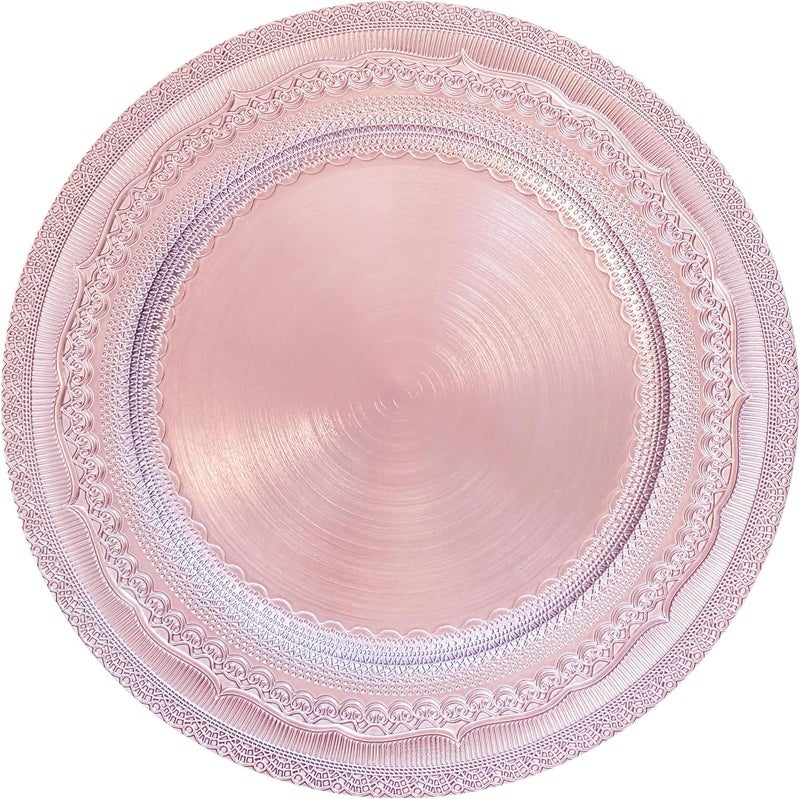 Brightalk 13 FoilPink Charger Plates Lace Embossed Elegant Charger Plate Set of 6 Round Server Ware Chargers for Dinner Plate Reusable Bulk Table Setting for Party or Event - Image 1