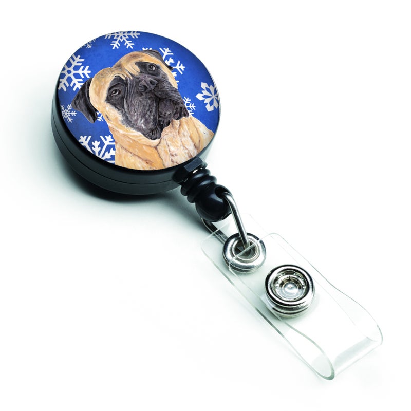 ""Caroline's Treasures Mastiff Winter Snowflakes Holiday Retractable Badge Reel  Multicolor (SC9385BR)""
