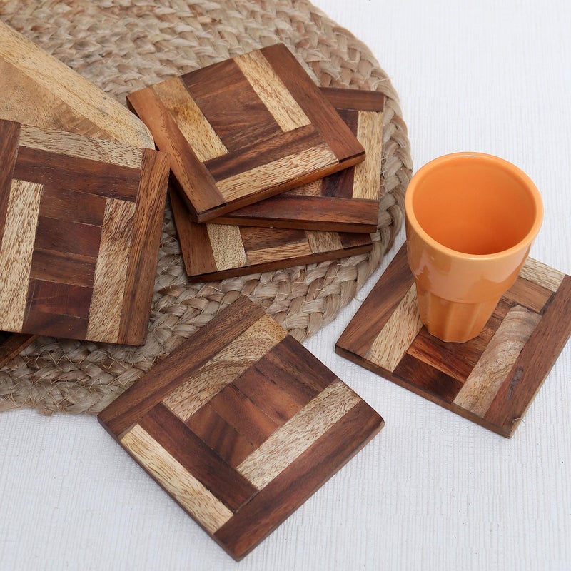 Indian-Shelf Coasters Set of 6 Wooden Items for Gift Coasters for Cups Tea Cup Coaster Table Coasters for Dining Table Coasters Sets Dining Table Decor Bar Items and Accessories - Image 5